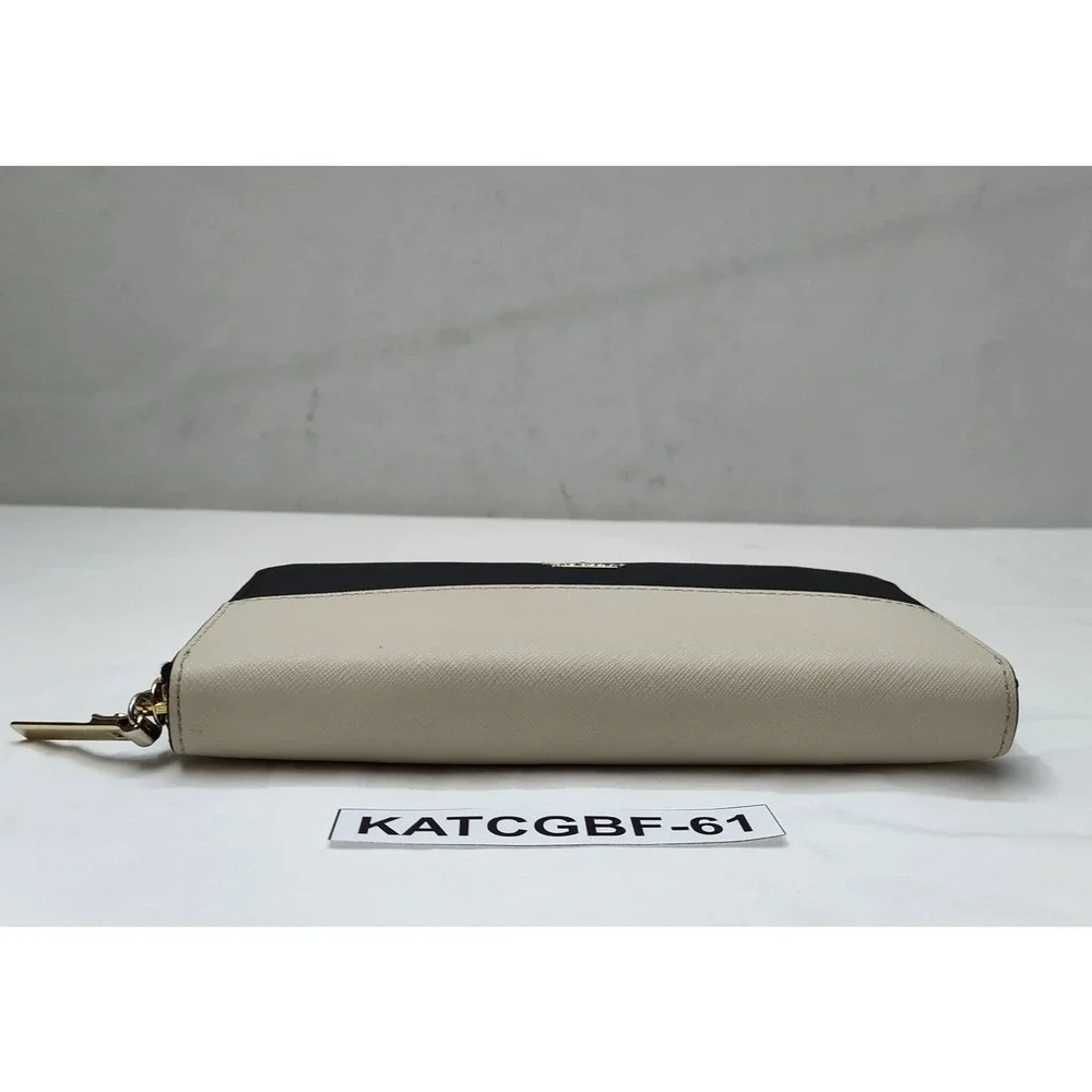 Kate Spade New York Black White Leather Zip Around Credit Wallet